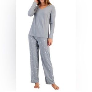 Charter Club Gray & White Reindeer Christmas Pajamas Large NWT